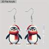 2D Flat Acrylic Cute Christmas Penguin Earrings Dangle Drop Anime Scarf Animals Jewelry Gifts for Women Party Favors Decor