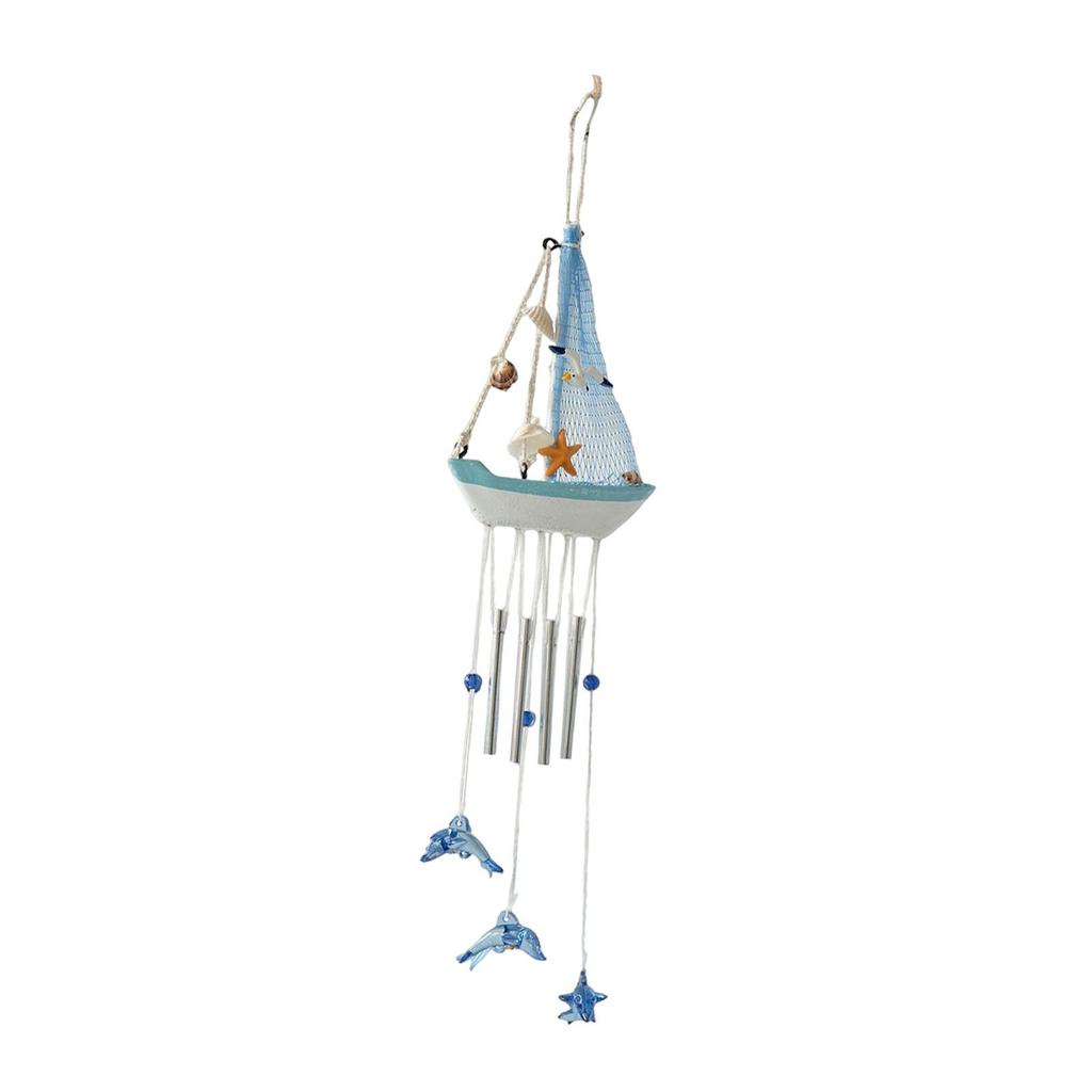 Wind Chimes Outdoor Nautical Sailboat Hanging Ornament for Coastal Themed Patio Balcony Decoration