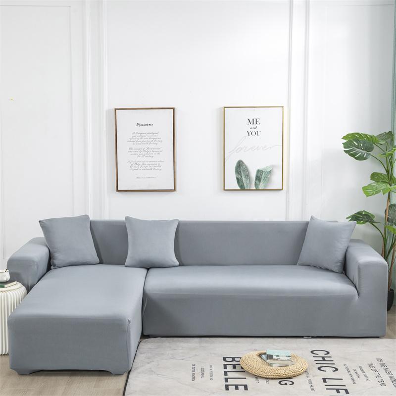 

Сплошные цветные чехлы для диванов для гостиной, эластичные угловые чехлы для диванов, L-образные чехлы для шезлонгов, защита для стула, домашний декор 1pc 2-Seat 145-185cm