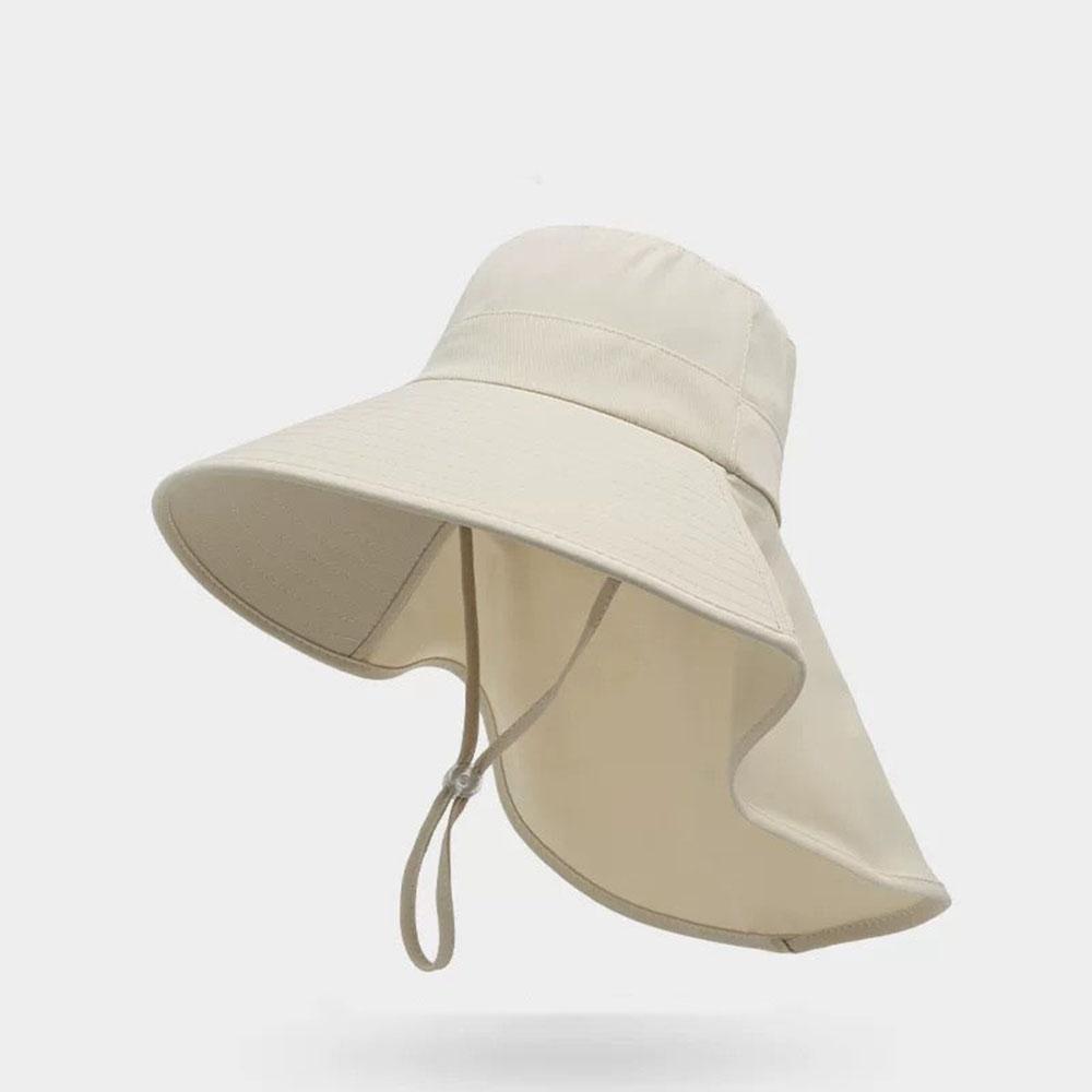 Wide Brim Shawl Sun Hat Women Anti-UV Hiking Fisherman Cap Spring Summer Solid Beach Hat Foldable Outdoor Travel Sun Hat Korean