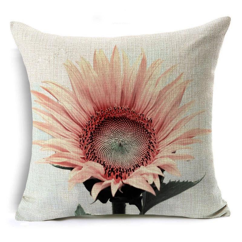 New Sunflower Flower Series Linen Pillowcase Car Home Cushion Pillowcase