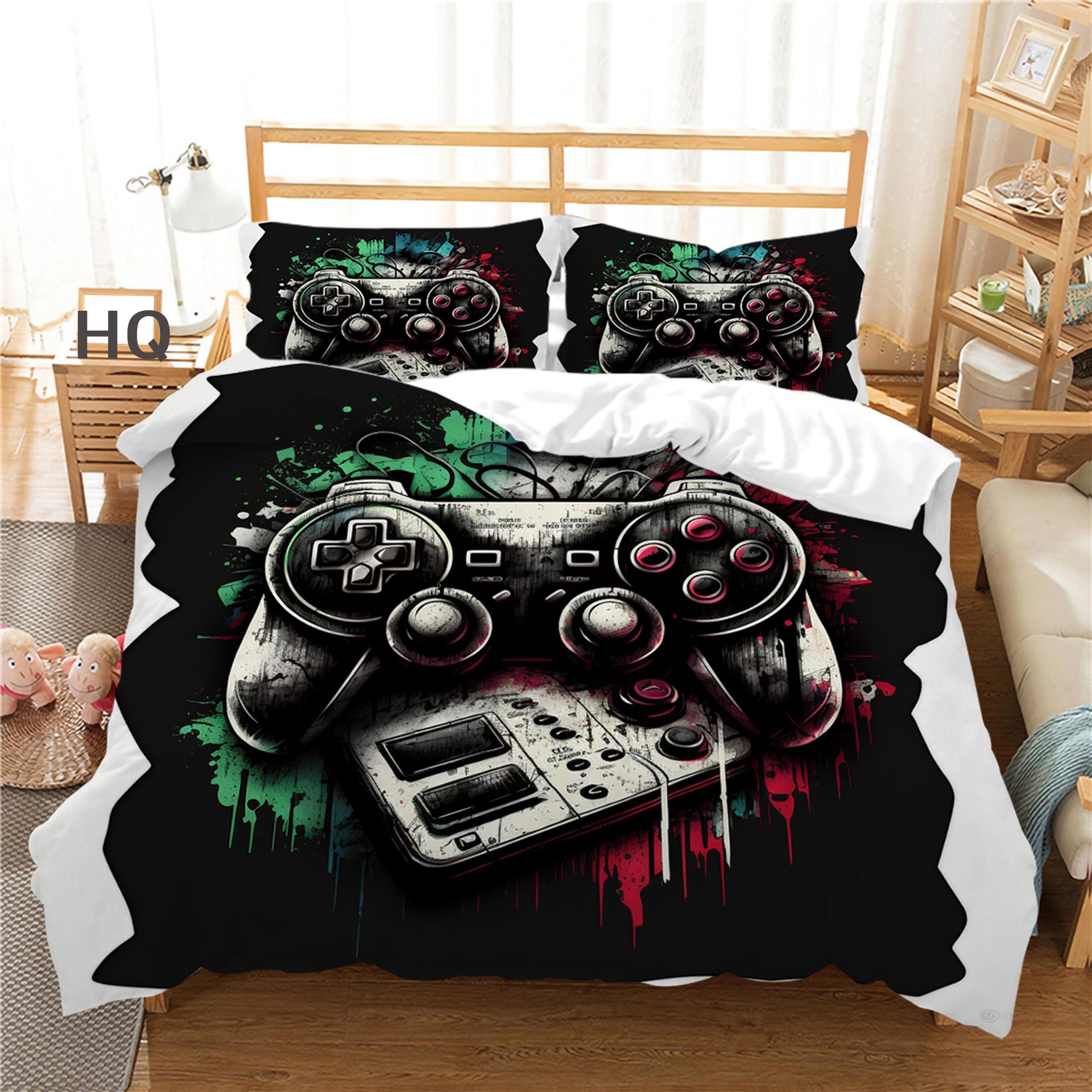 

Комплект постельного белья с 3D-плеером, игровая ручка, пододеяльник, наволочка, 2/3 шт., подходит для любителей игр, для мальчиков, для мужчин, для комнаты, на молнии, украшение для дома AU Single 140x210cm