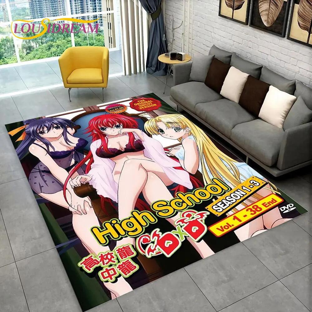 Alfombra Sexy Anime High School D×D, Alfombra para el Hogar Sala de Estar Dormitorio Sofá Felpudo Decoración, Alfombra de Juego Antideslizante 3D para Niños