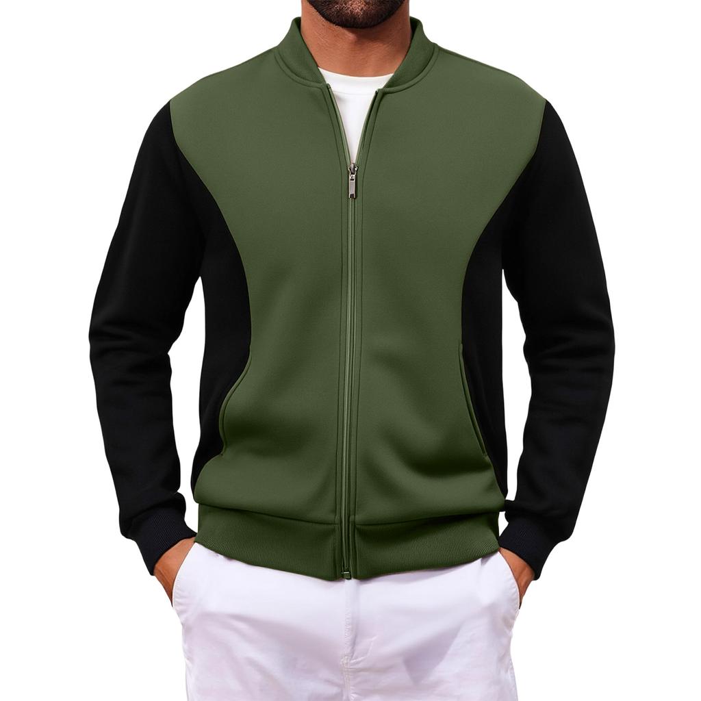 Pull zippé pour homme à col montant et sweat à manches longues