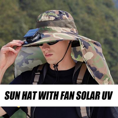 Solar-Powered Outdoor Cooling Fan Hat with Adjustable Brim - UV Protection Sun Cap for Beach, Hiking, Outdoors, Sports, Fishing