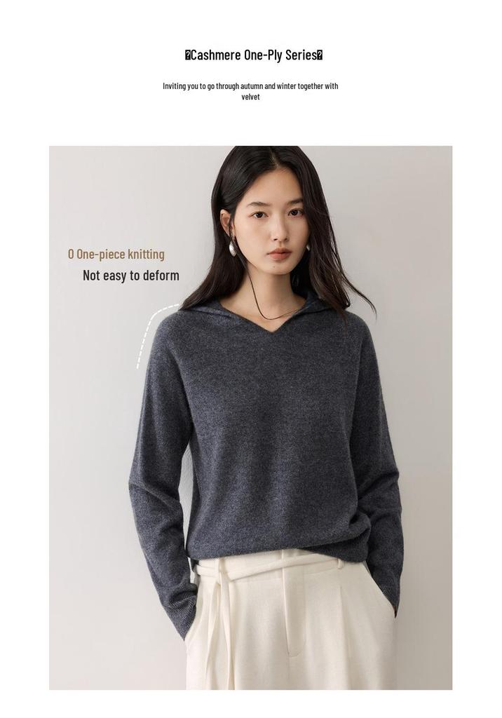 Lekasha Women's Cashmere Wool Seamless Knit Hoodie - Autumn/Winter Base Layer