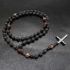 Elegante Collana con Croce di Perline e Pietre Occhio di Tigre Per Uomo Idea Regalo Religioso Collana Spirituale Unisex