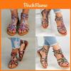 Luxurious Women's Roman Gladiator Flats Sandals With Bohemia Back Zipper For Summer Beach Outings