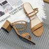 Fashion Summer Female Sandals Open-toed Wild Sandals Thick with Suede Med Heels Two Wear Sandals with Female Sandalias