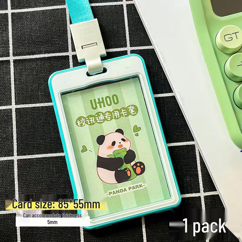 Panda-Schule All-in-One Lanyard: Doppelseitiger transparenter Kartenhalter mit großem Platz für Zugangs- & Essenskarten