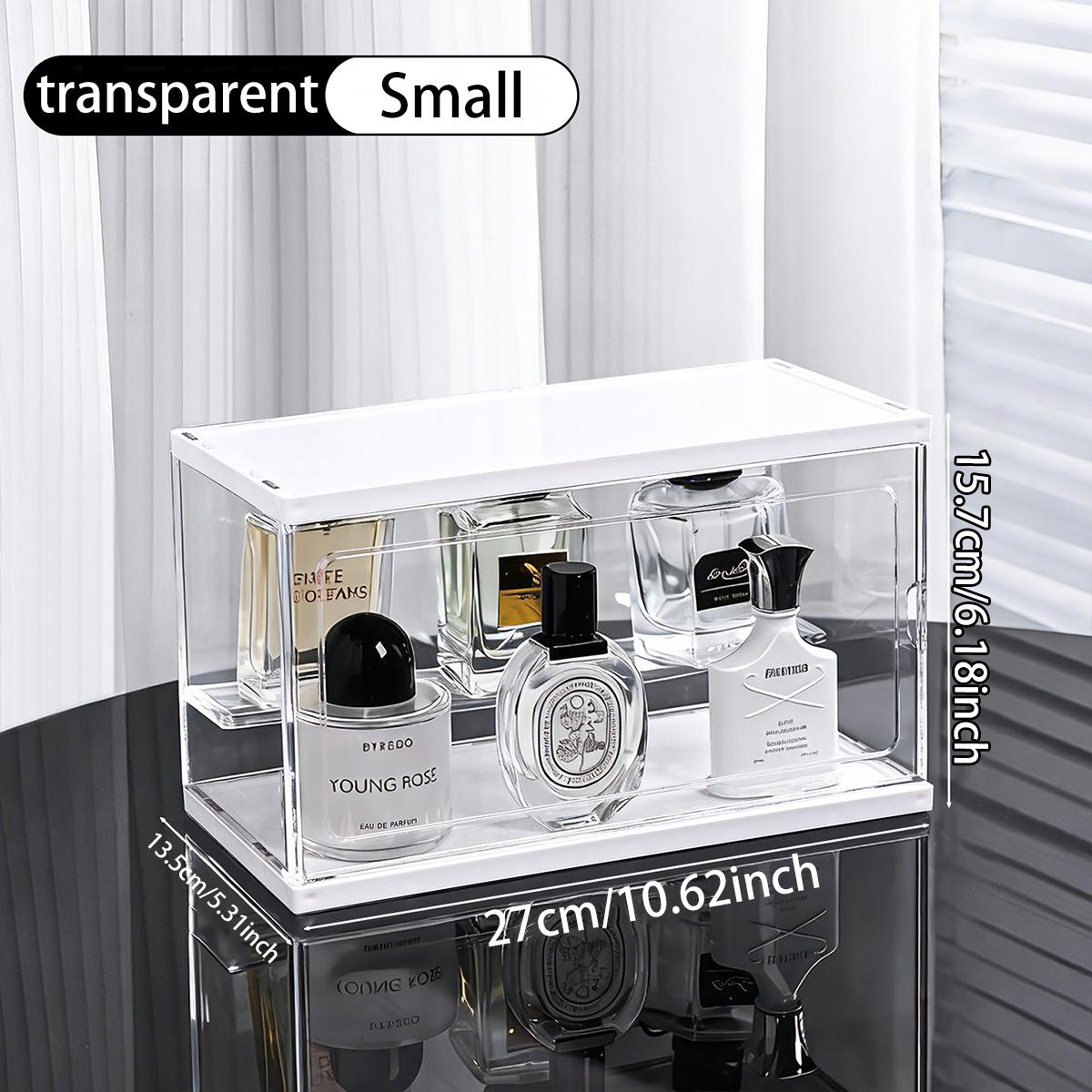 1pc transparent acrylic perfume display box dust belt cover stackable cosmetic storage box cosmetic perfume storage box