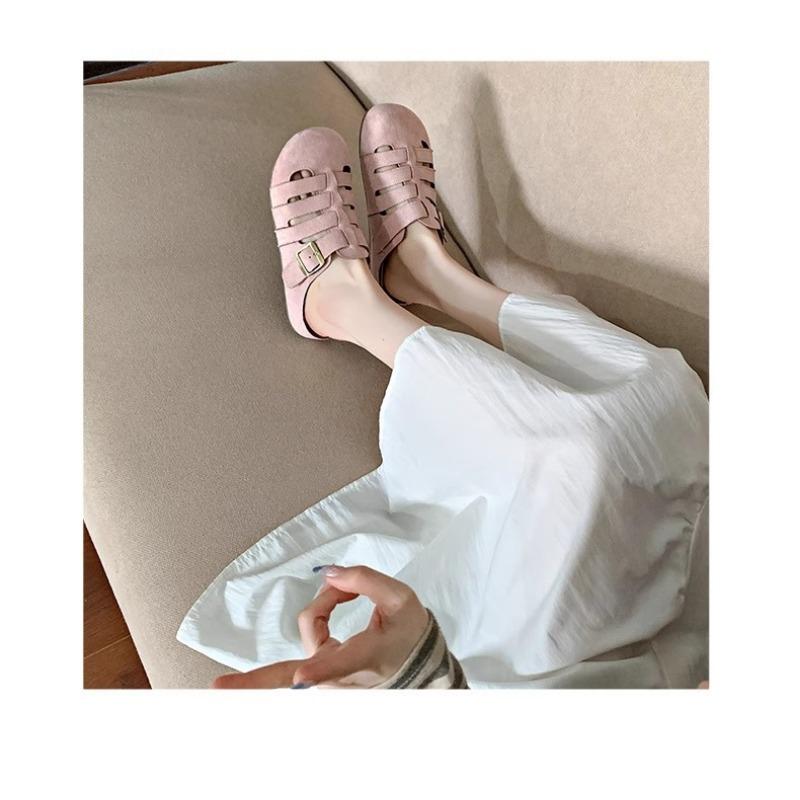 Women S Retro Hollow Slip On Half Slippers Casual Outdoor Shoes