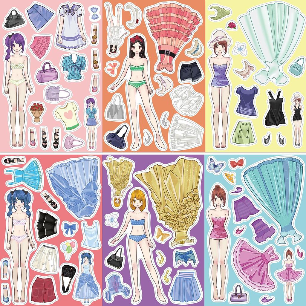 Spielzeug Puzzle Aufkleber Prinzessinnen Gruppe Kleidung Gesicht machen Aufkleber DIY Handarbeit Wasserdichte Aufkleber