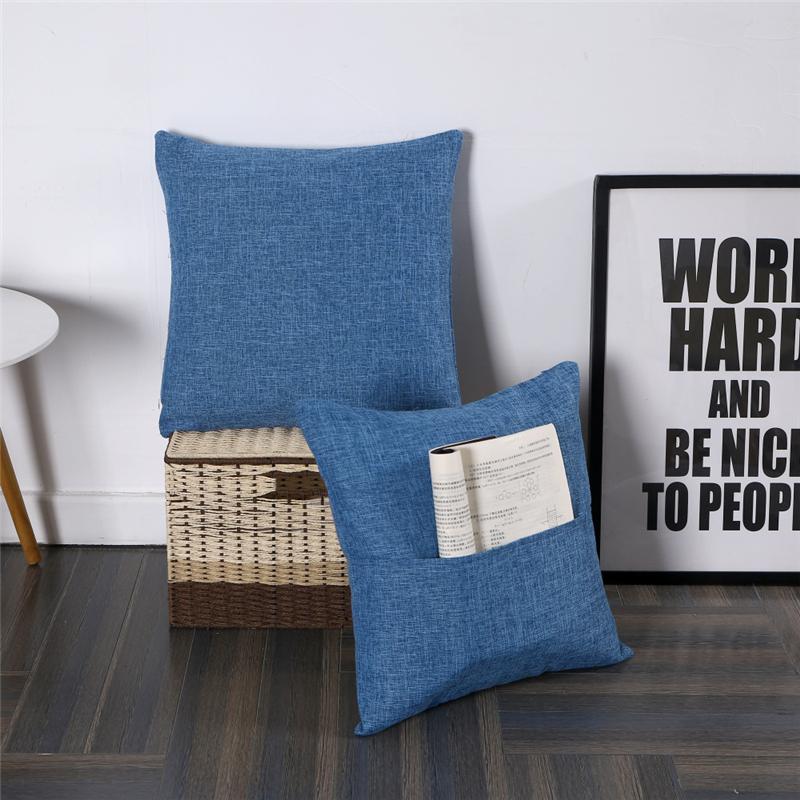 45x45cm Thicken Cotton Linen Solid Color Cushion Cover With Pocket Bedroom Pillow Case Home Sofa Decoration