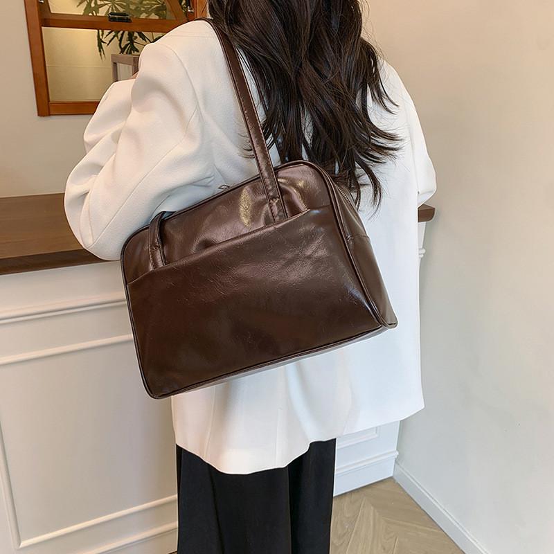 Minimalist Tote Bag Pu Large Capacity Shoulder Bag For Casual Daily Use