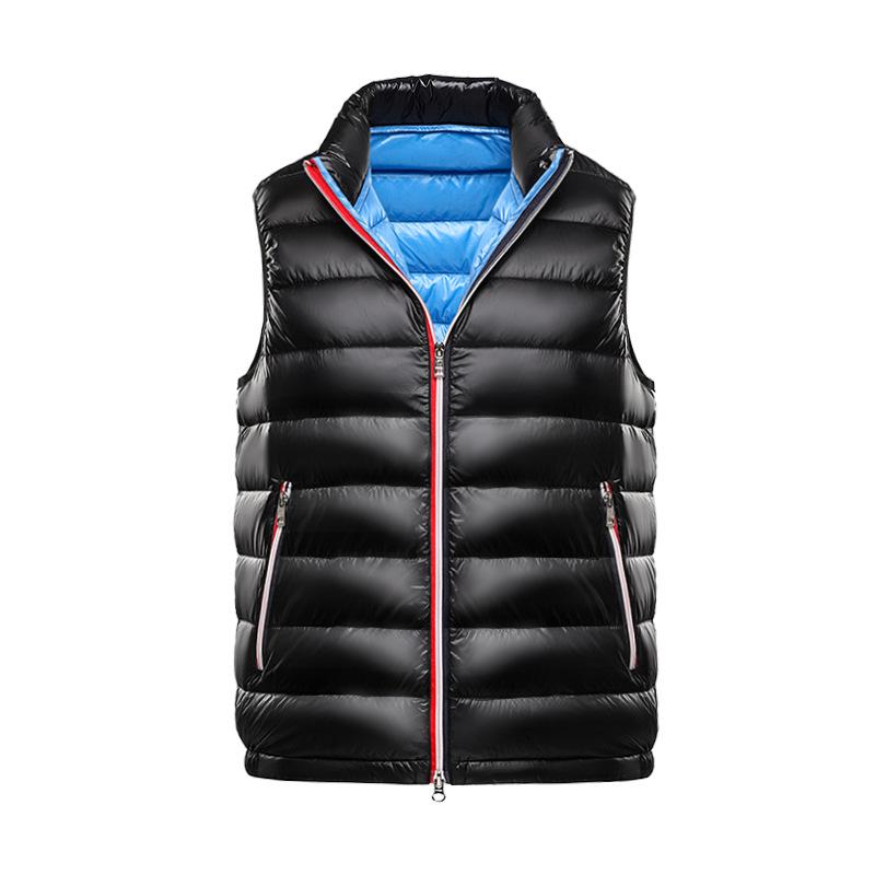 

New Style 95 White Goose Down Sleeveless Stand Collar Casual Lightweight Winter Vest Extra Small королівський синій колір/чорний