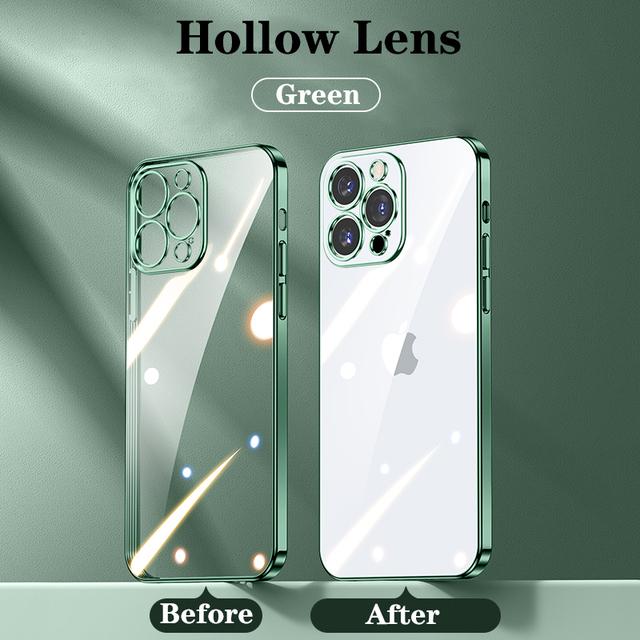 Official Plating Ultra Thin Clear Case For Iphone 14 13 12 11 Pro Max Mini Xs X Xr 7 8 Plus Camera Protector Hd Glass Flim Cover
