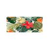 1pc Comfortable Crystal Velvet Rug][Machine Washable] Tropical Leaf And Hibiscus Flower Mat - Vibrant