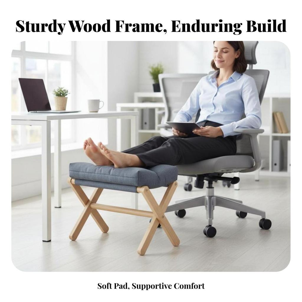 Foldable Padded Footrest Space-Saving Foldable Padded Stool Versatile Soft Paded Top for Adults, Bedroom, Study, Dorm