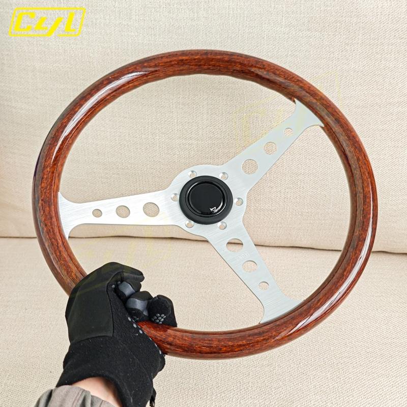JDM INDY Classic Wood Style Steering Wheel Universal 14inch Racing Sports Drift Steering Wheel