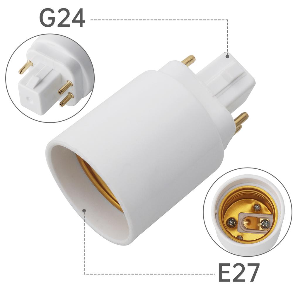 Ceramic G24 to E26 E27 Socket Adapter 2 Pin 4 Pin Gx24 Short Type Heavy Duty Secure Connection Compact Design