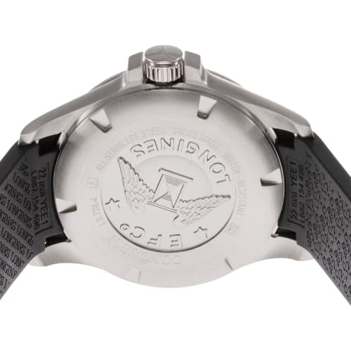 Longines Men's CONQUEST V.H.P. Quartz Watch, 5 ATM Water Resistant, Sapphire Crystal, Silver Dial, Stainless Steel, L3.726.4.76.9, Black