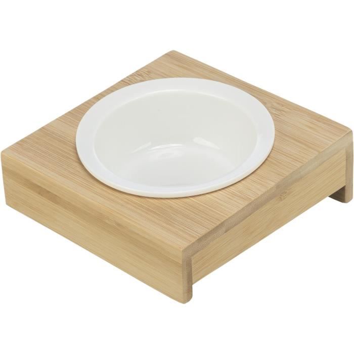 Gamelle pour chat - Trixie - Céramique/Bambou - Beige - Rond - Antidérapant