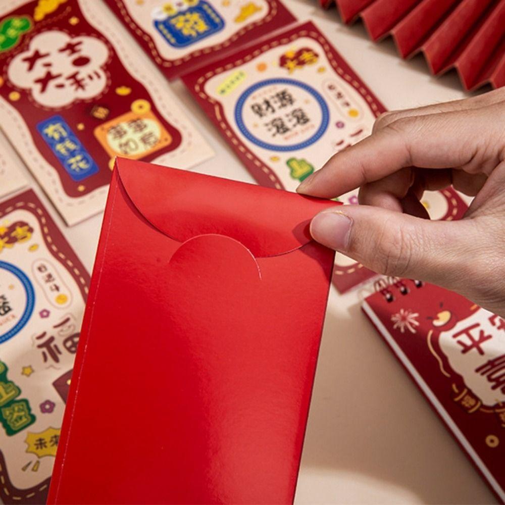 6 Stück/Set Traditioneller Glücks-Umschlag Roter Umschlag im chinesischen Stil Geldumschlag Neujahrs-Geldgeschenk Kindergeschenk