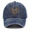 Pc Leopard Heart Washed Hat Baseball Hats Adjustable Style Hats Hats with Multiple Color Options Suitable for Outdoor Sport