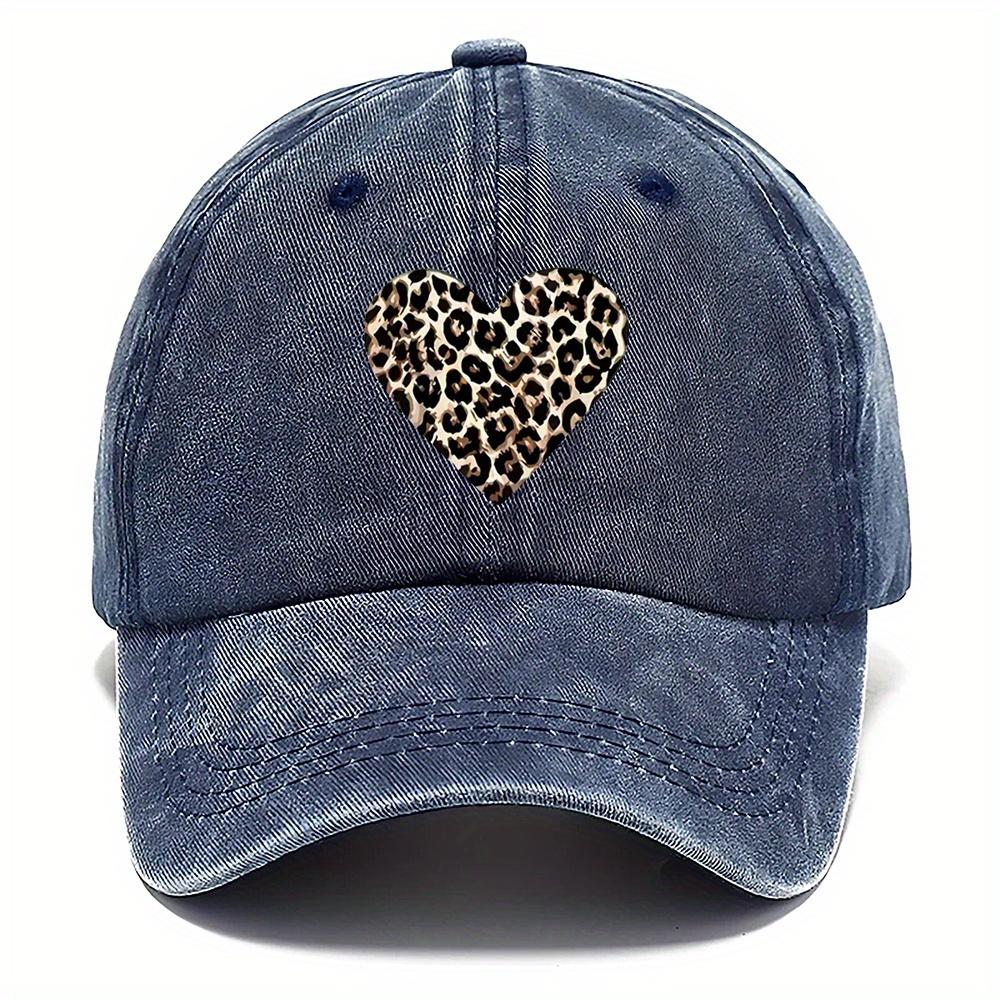 Pc Leopard Heart Washed Hat Baseball Hats Adjustable Style Hats Hats with Multiple Color Options Suitable for Outdoor Sport