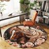 1PC horse flowers Office Round Area Rug, Under Office Chairs Bedroom Living Room Home Decor, Carpet for Office -1110166