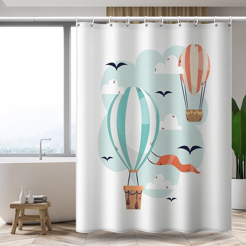 1Pcs Balloon Pattern Shower Curtain Digital Printing Polyester Fabric Home Shower Curtain With Hooks For Bathroom