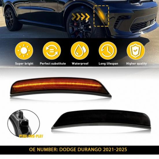 2PCS LED Front Side Marker Left Lights Right for Amber Dodge Durango -2025