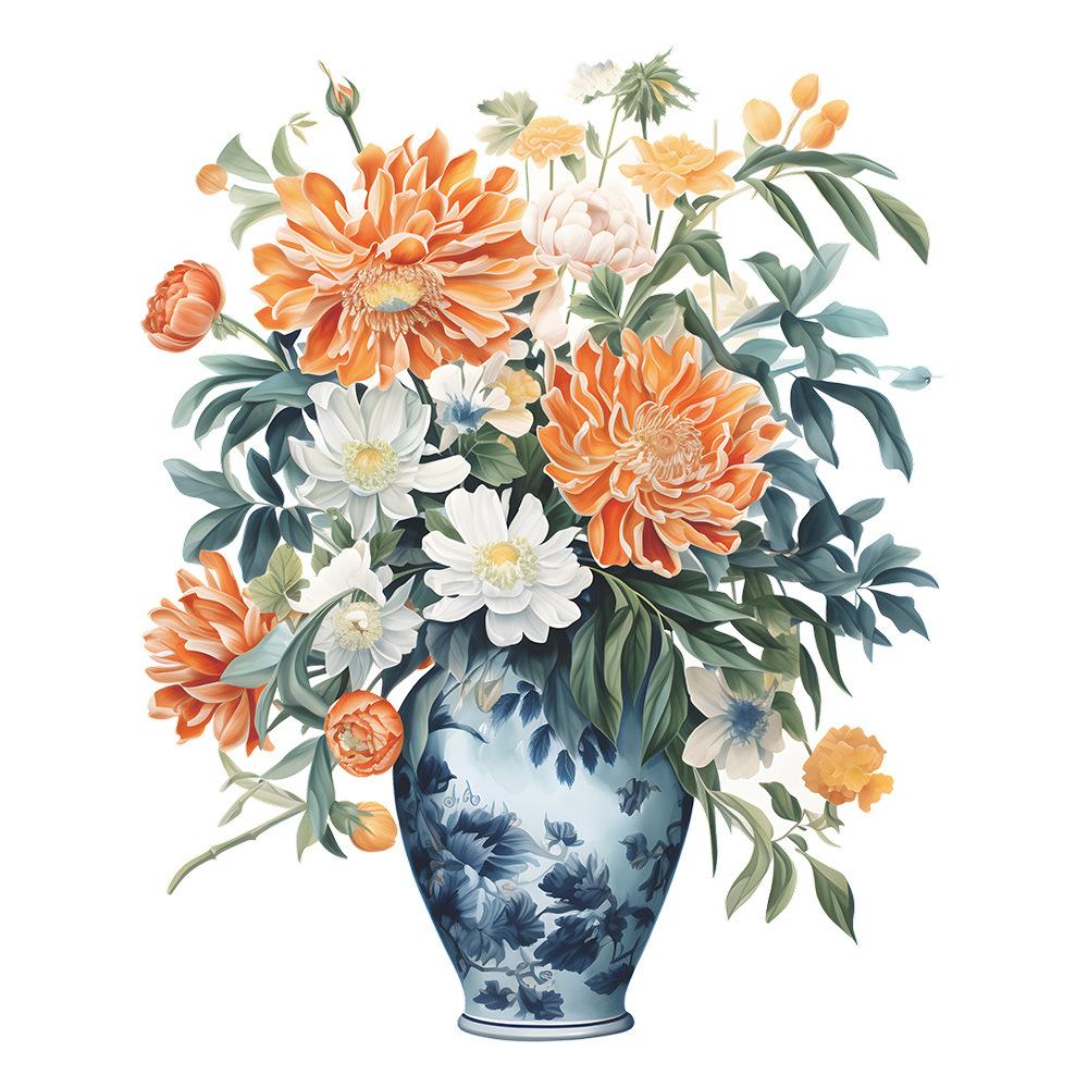 Creative Hand-Painted Vase Wall Sticker Self-Adhesive for Bedroom Living Room Entrance Study Wall Decoration