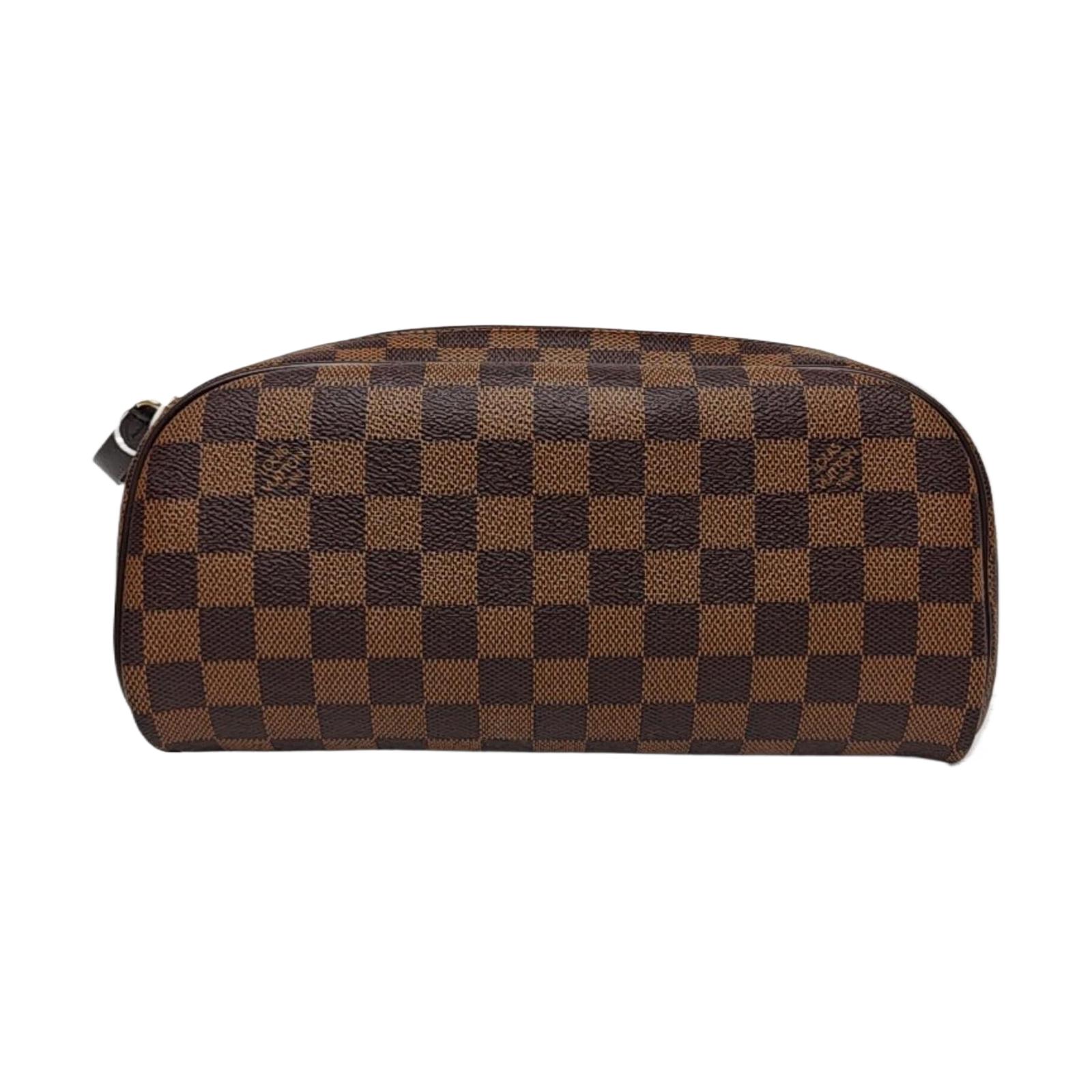 [Pre-Owned] Checkered Pattern Canvas Toiletry Bag Extra Large - Excellent #ET5AZO ONE SIZE