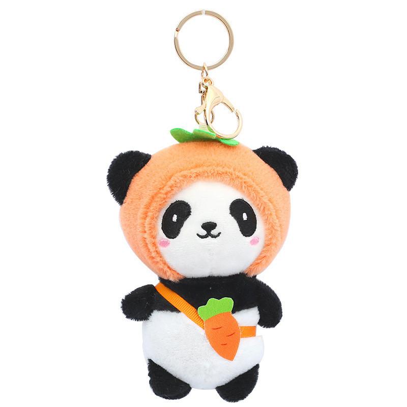 Adorable Panda Plush Keychain Strawberry Bear Soft Furry Car Bag Charm 12cm