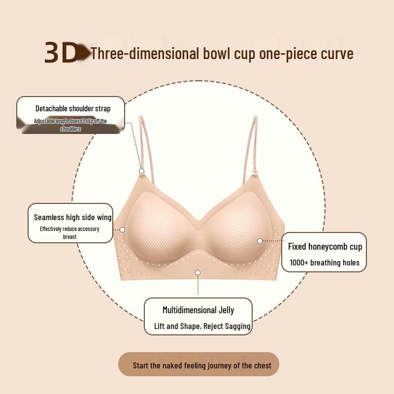 Aurora Women's Sparkly Strap Ice Silk Seamless Bra – Breathable, Wire-Free, Fixed Cup, & Removable Straps Lingerie