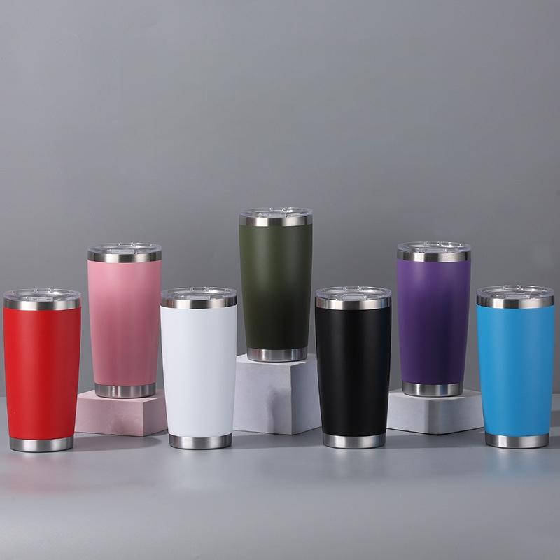 20oz 304 Stainless Steel Insulated Thermos Cups, Double-Wall Vacuum Insulation, Coffee/Beer/Party Cups with Spill-Proof Lid