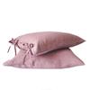French Pure Linen Pillowcase Pair, Tie Closure, Skin-Friendly, Solid Color, 48x74 cm, Customizable, Ideal for Spring/Summer Home Use.