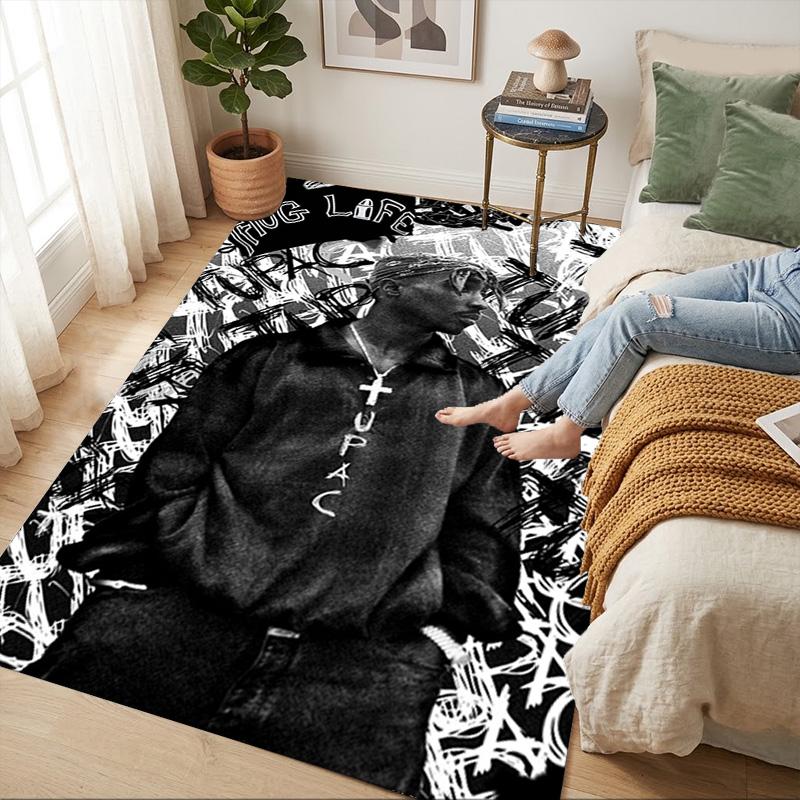 Tupac Tribute Living Room Non-Slip Area Rug Soft Carpet for Bedroom Game Playroom Sofa Office Home Decor Doormat Christmas Gift C9211187