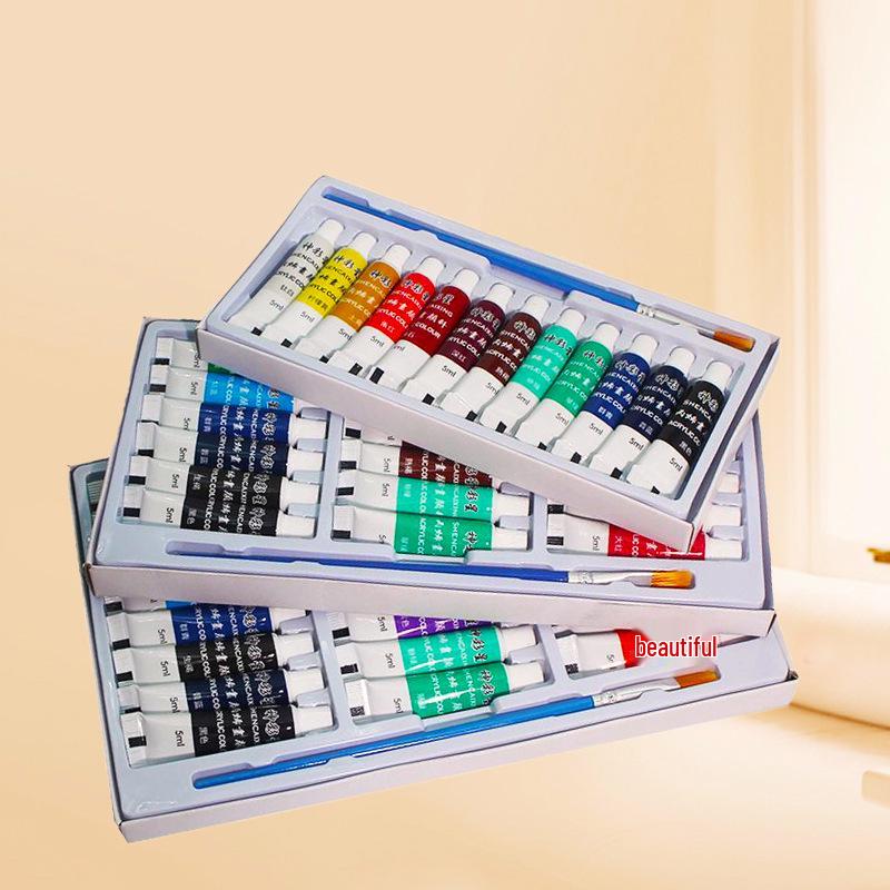 Shencai Xing Acrylic Paint Set: Waterproof, 12 Colors for School Students & DIY Art