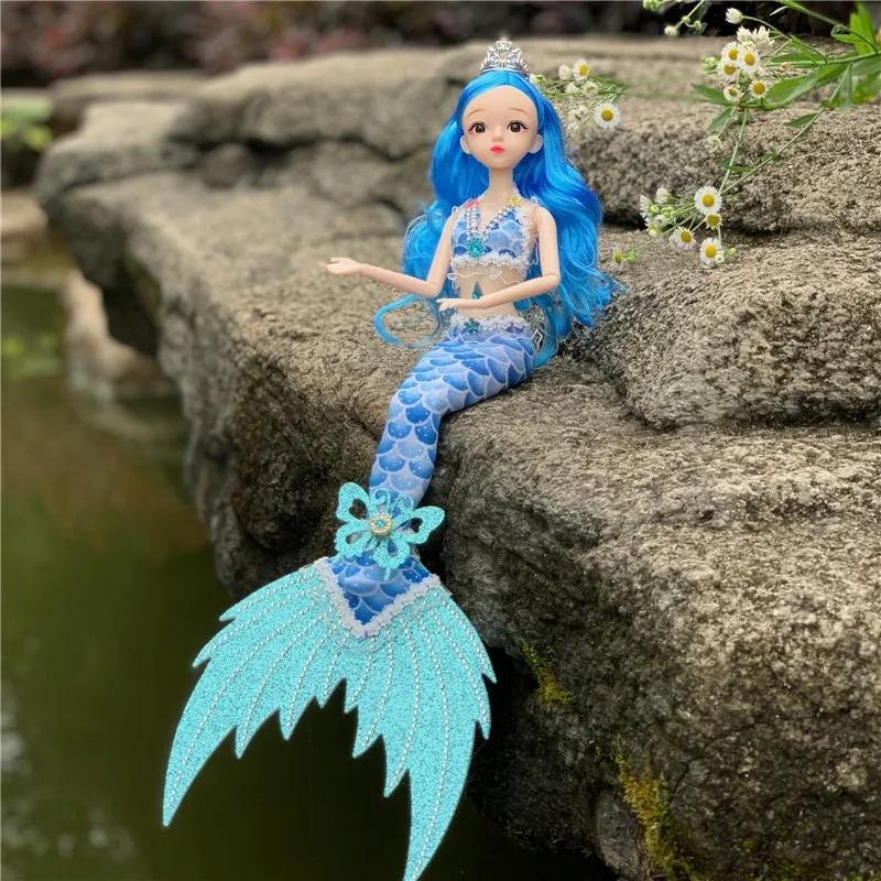 Diamond Tail Mermaid Doll Butterfly Wings, Princess Doll, Girl's Birthday Present. 13 Bjd Girl Doll Toy