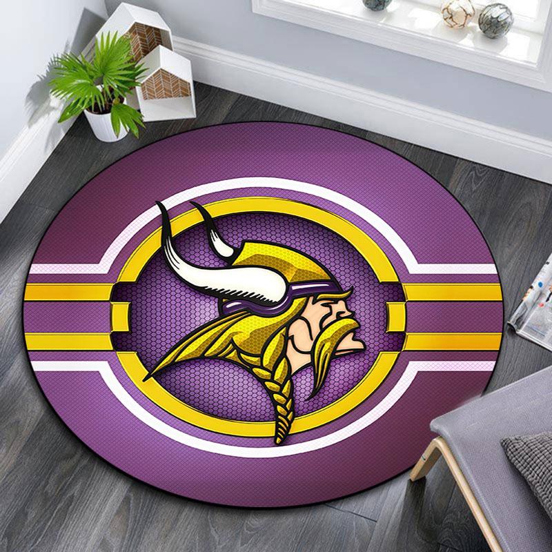 Minnesota Vikings2,Runder Teppich,Teppich für Wohnzimmer Schlafzimmer Sofa Spielzimmer Dekoration,Rutschfeste Bodenmatte