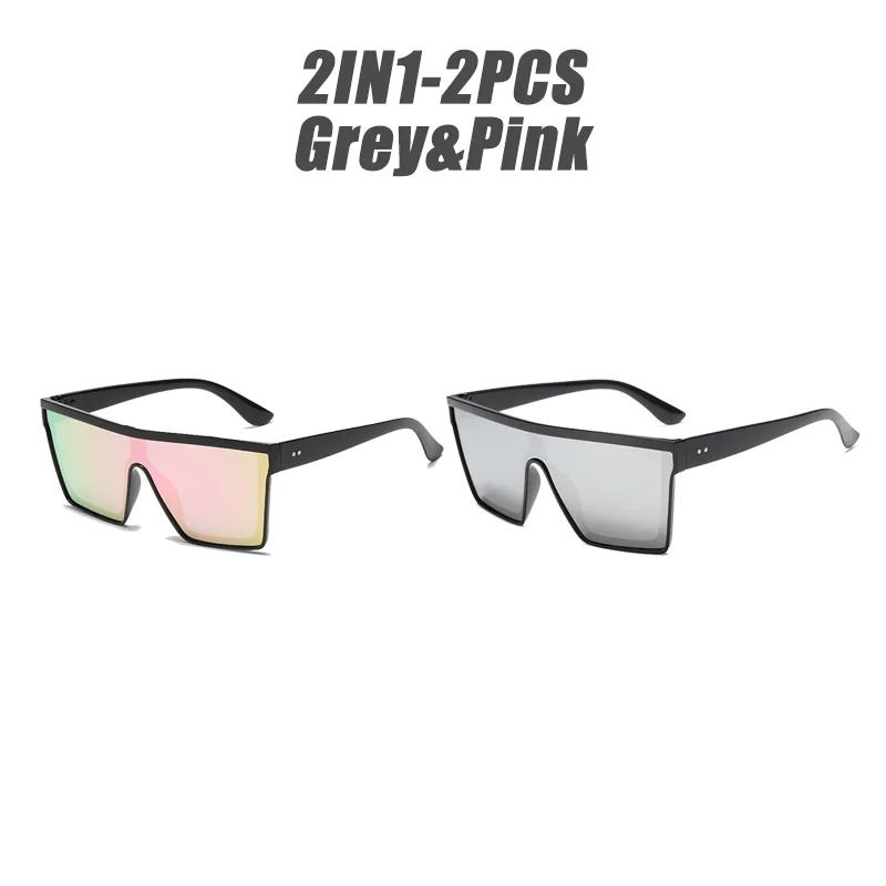 2025 New Fashion High Quality Square Glasses Frame Big Frame Retro Cyberpunk Color Film Sunglasses for Men and Women