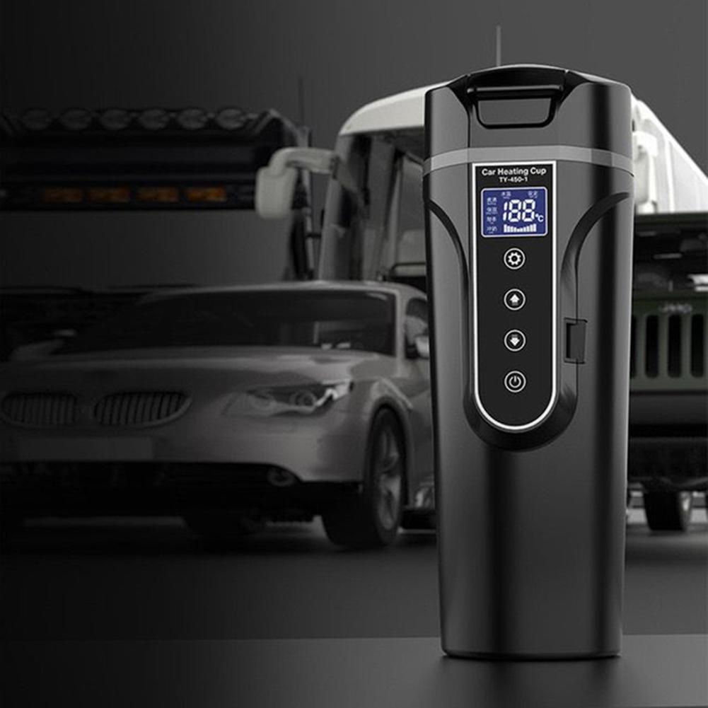 450ml Vehicle Heating Water Cup Fast Heating Digital Display for Vehicle Trucks Electric Heating Insulation Cup Auto Accessories