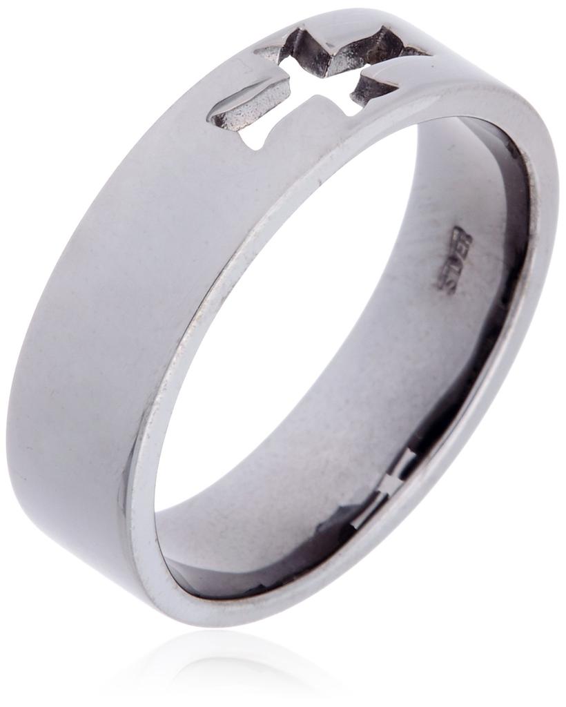 LA PUREZZA Ag925 Silver Cross Watermark Pairing Rhodium Japanese Size 13 [La Prezza] Men's [Black Coating] LA3194-AB