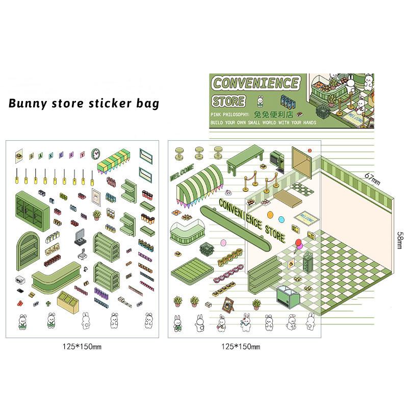 

1 комплект больших размеров DIY Декор Ландшафтный дизайн Наклейка Миниатюрная Милая мультяшная Панда Кролик Сцена Сложенная Наклейка Милые Студенческие Принадлежности 125*150mm