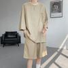 Aaronlive Short Sleeve and Short Pants Summer Plus Sizes and Cool Khaki Size M Men's T-Shirt Set, Wear, Available, Casual, Stylish, Breathable,