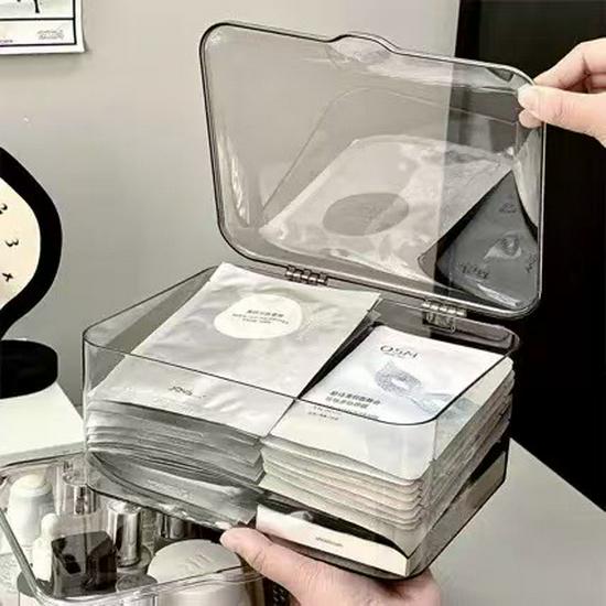 Clear Flip-Top Mask and Cosmetic Storage Box – Large Dustproof Organizer for Skincare Essentials