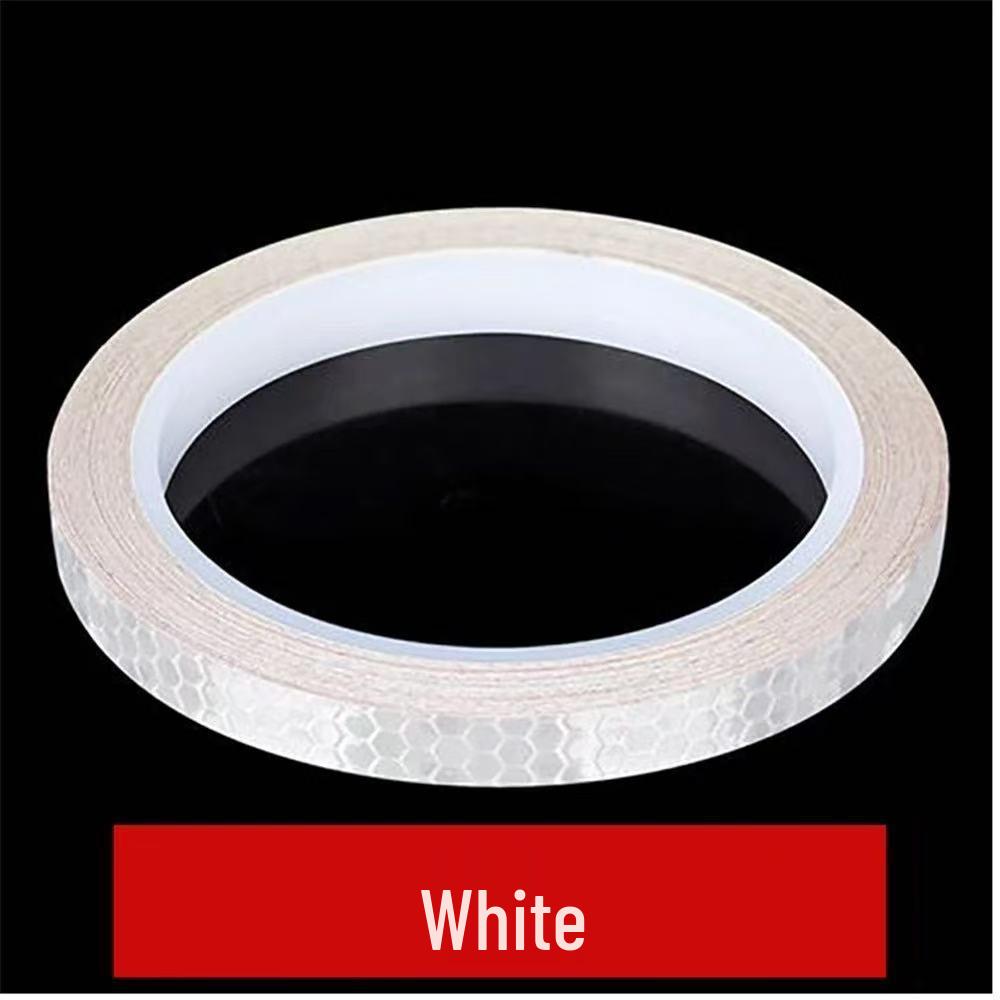 

1cm x 8m Reflective Safety Strip for Bicycles & Motorcycles - Night Visibility & Anti-Collision Reminder білий